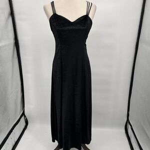 Vintage Next Left Womens Y2K Velvet Whimsigoth Dress Sz 3 Black Dark Romantic